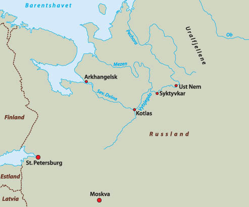 Карта реки мезень