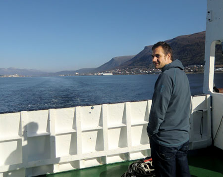 NGUs prosjektleder Marco Brönner ombord på forskningsskipet «Håkon Mosby».
